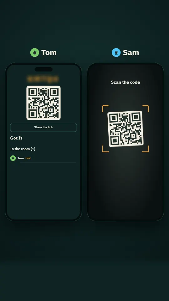 A second phone scanning the room code